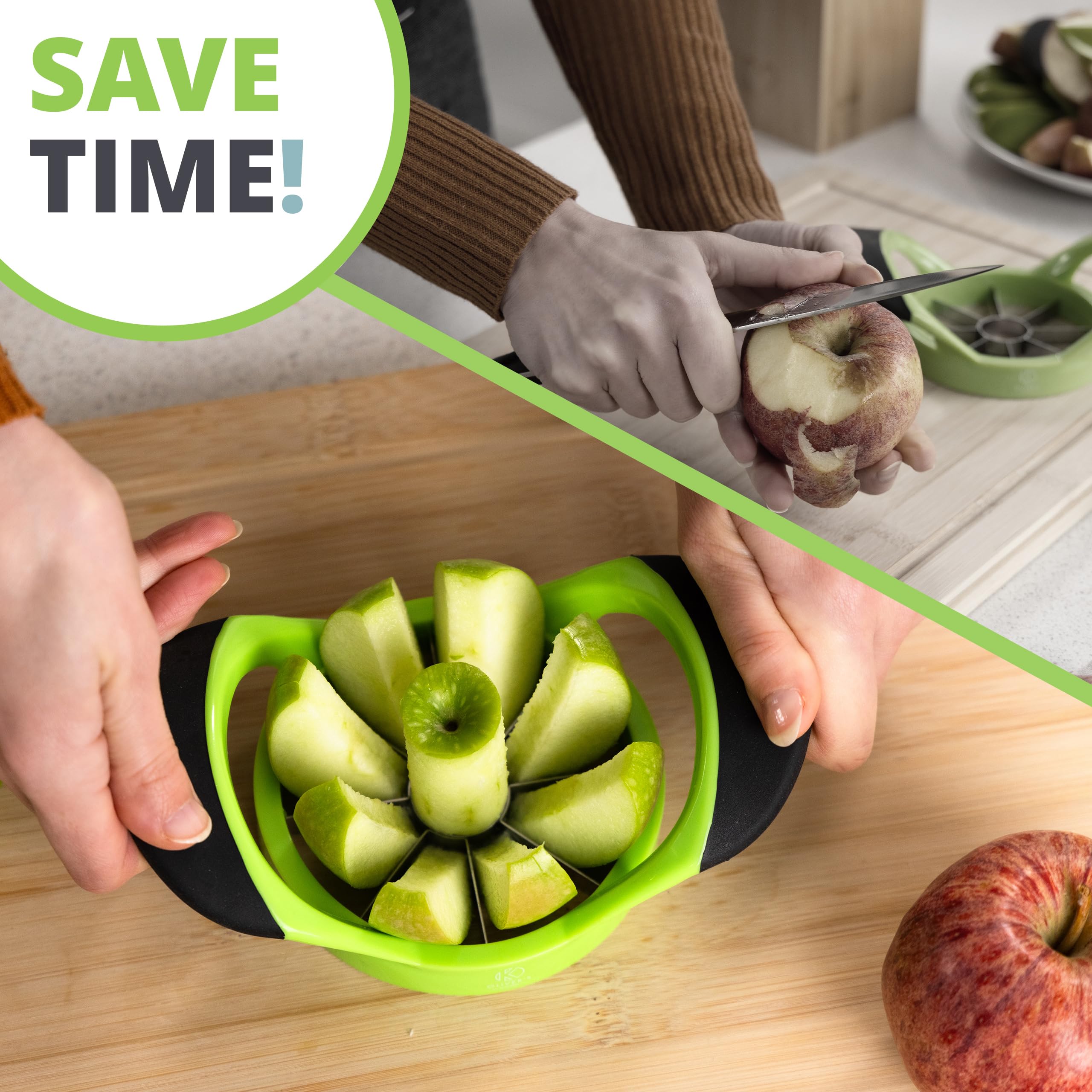 Oliver's Kitchen® Premium Apple Corer & Slicer - Effortless Fruit Cutter for Quick Snacks & Healthy Eating - BPA-Free Stainless Steel Blade with Non-Slip Ergonomic Handle - Perfect for Lunch Boxes, Baking, Salads & Kids Snacks