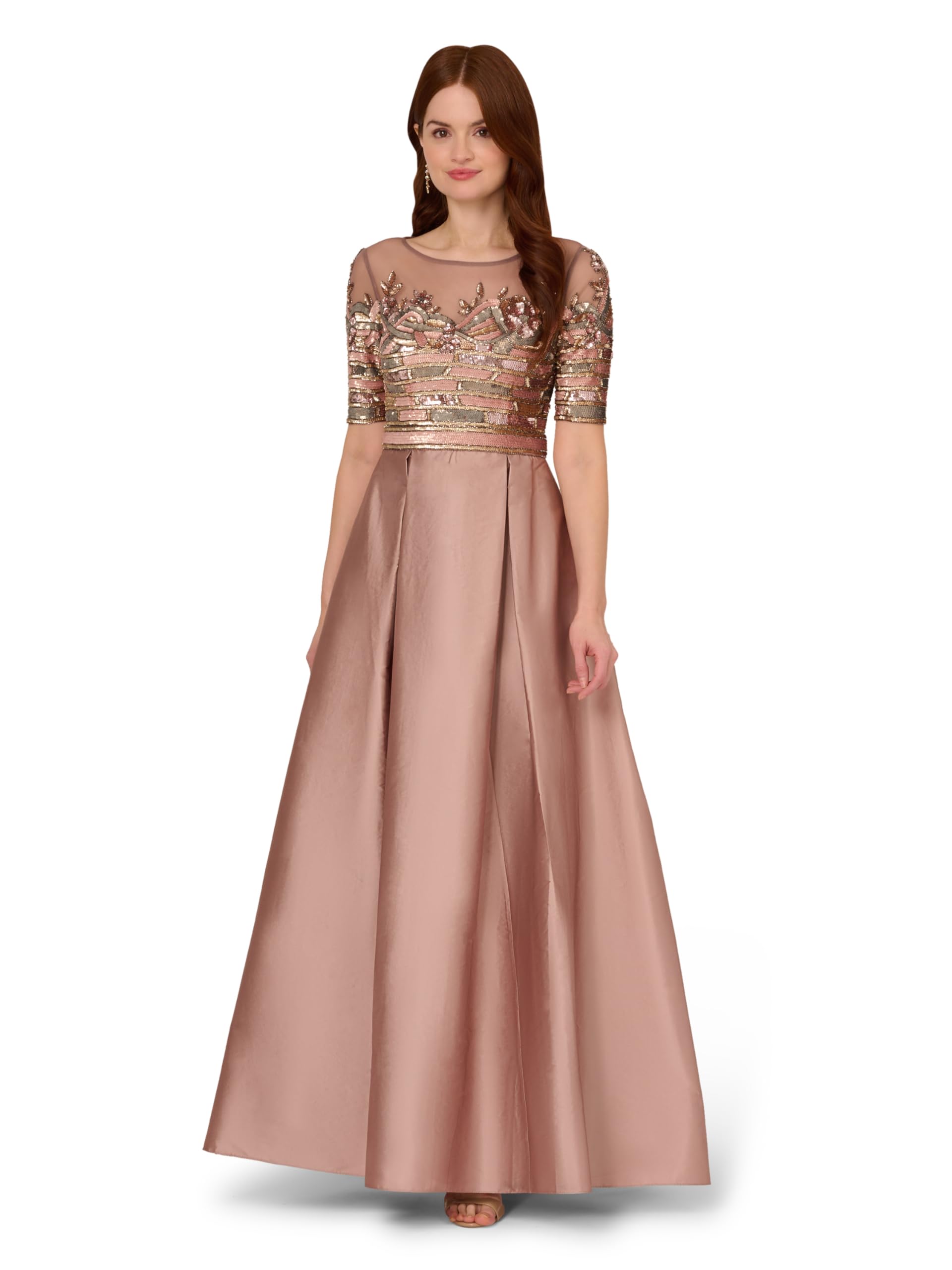 Adrianna Papell Women's Embellished Taffeta Cocktail Dress for Evening Parties & Special Occasions