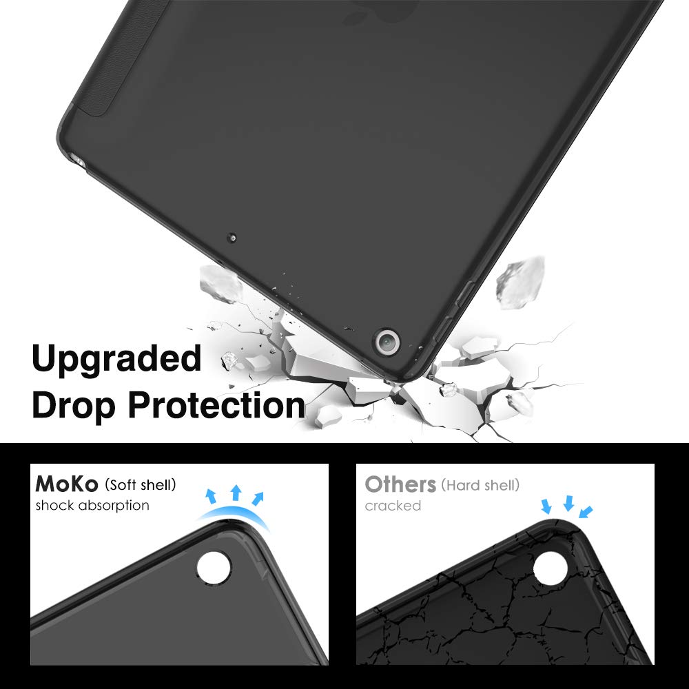 MoKo iPad 9th/8th/7th Generation Case (2021/2020/2019) - Slim Protective Cover with Translucent Satin TPU Back & Stand for 10.2-inch iPad - Perfect for Work, School & Travel