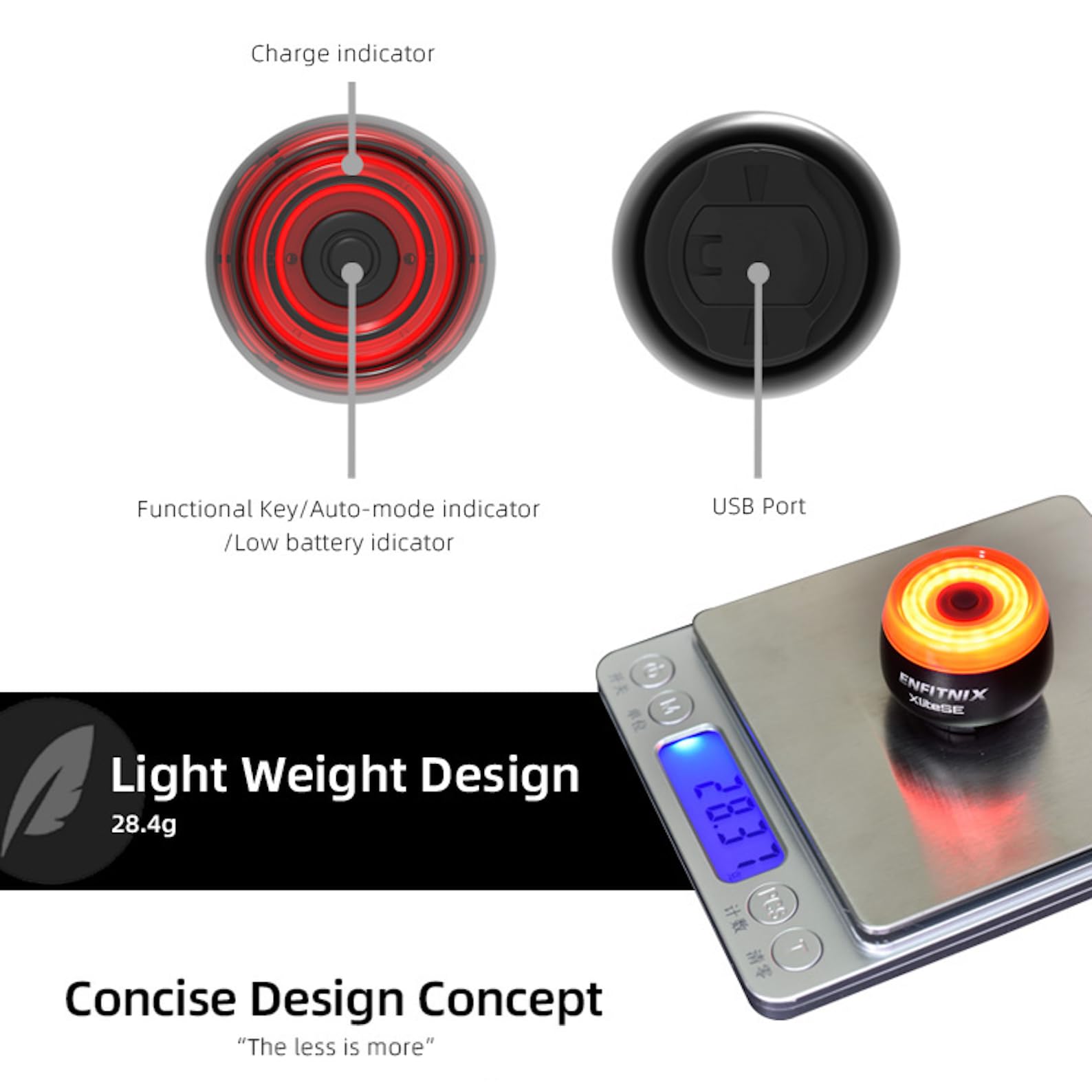 Xlite SE Smart Bike Light with Auto Brake-Sensing Taillight - Ultra-Bright USB-C Rechargeable Cycling Light, IPX6 Waterproof & 3 Lighting Modes for Road Safety - Perfect for Night Riding, Commuting & Urban Cycling