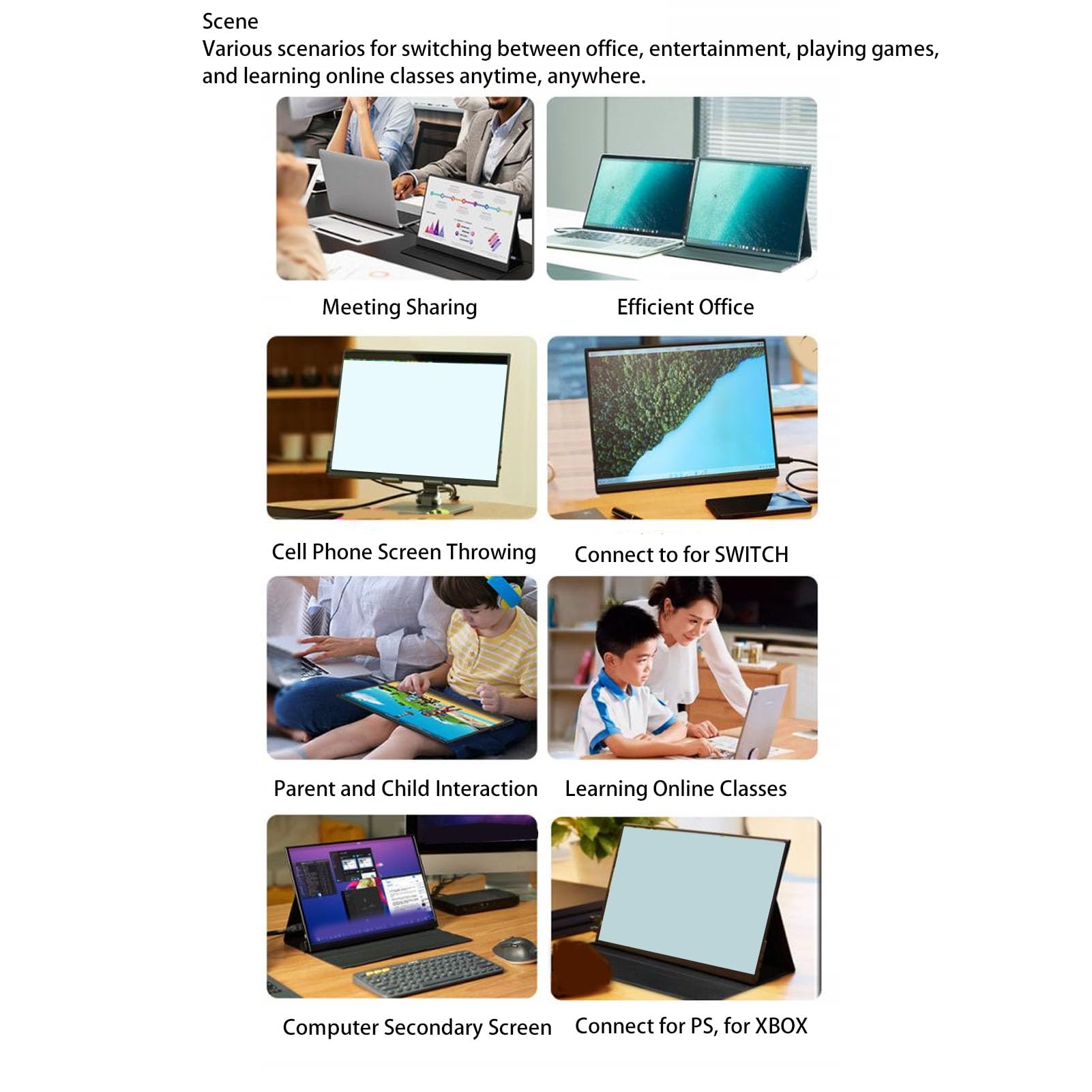 Jectse 14 Inch 2K FHD Portable Monitor with USB C HDMI, 3:2 IPS Gaming Display with Cover & Speakers for Laptop, PC, Phone - Ideal for Work, Gaming, and Travel