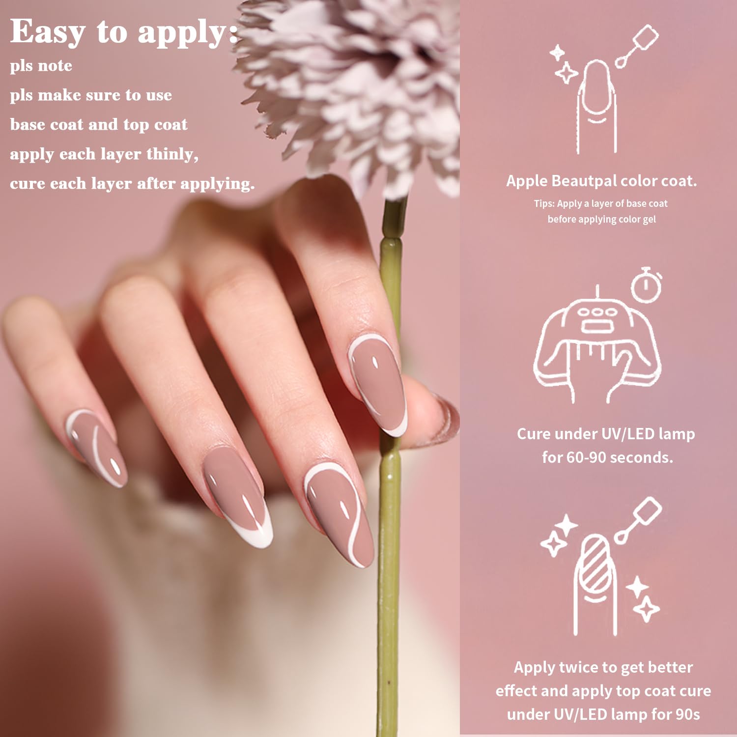 Beautpal 10 Pcs Nude Gel Nail Polish Set - Natural Skin Tone Soak Off LED Gel Polish for All Seasons, Salon & DIY Manicure (Pink Neutral Shades) | Perfect for Wedding, Party & Everyday Nail Art