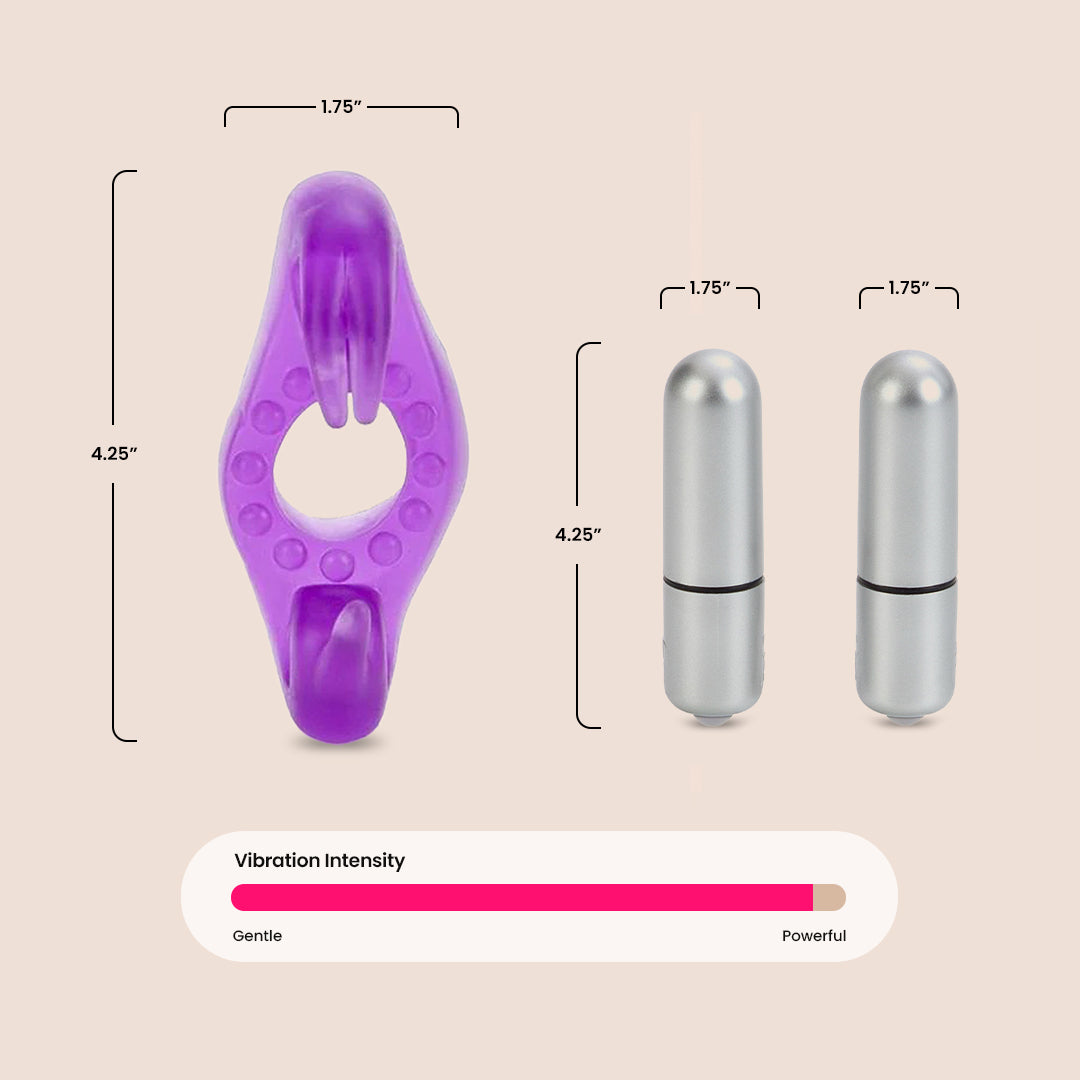 CalExotics Wireless Rockin' Rabbit® Dual Bullet Vibrating Cock Ring - Rechargeable Silicone Penis Ring for Couples, Enhances Pleasure During Sex - Perfect for Foreplay, Spicing Up Relationships & Intimate Moments