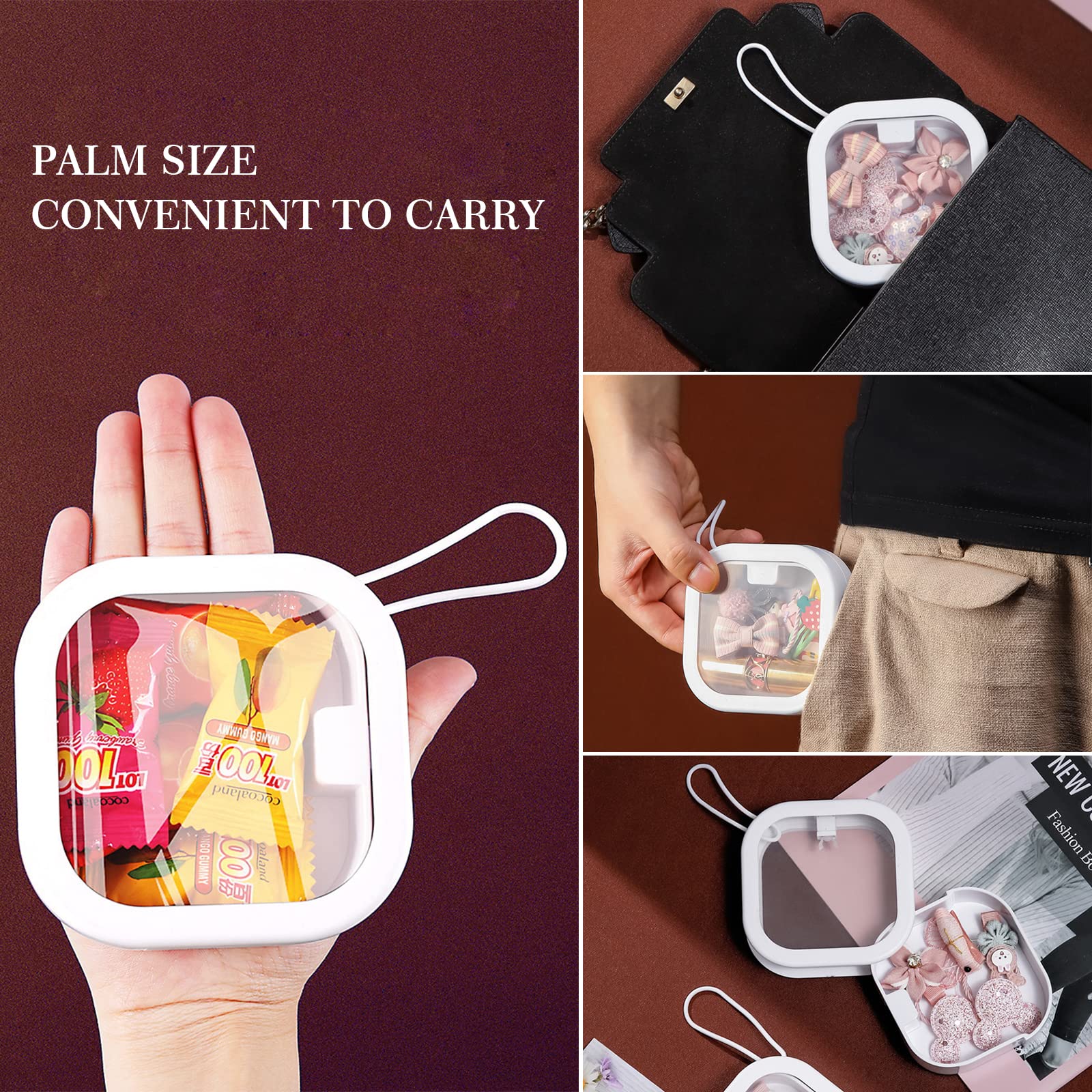 2-Pack Stackable & Hanging Hair Tie Organizer - Portable Hair Accessories Holder for Hair Ties, Qtips, Hair Clips & Hair Supplies (Pink & White) - Perfect for Travel, Bathroom & Vanity Organization