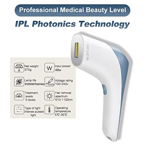 MiSMON Painless Laser Hair Removal Device for Women & Men - IPL Hair Remover with Ice Cooling & 3-in-1 Skin Care Functions | At-Home Hair Removal for Face, Legs, Arms & Bikini Line