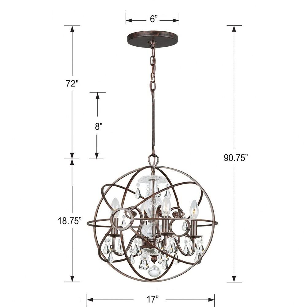 Crystorama Solaris 4-Light Mini Chandelier in Golden Shadow & Silver - Crystal Ceiling Light Fixture for Dining Room, Bedroom, or Entryway