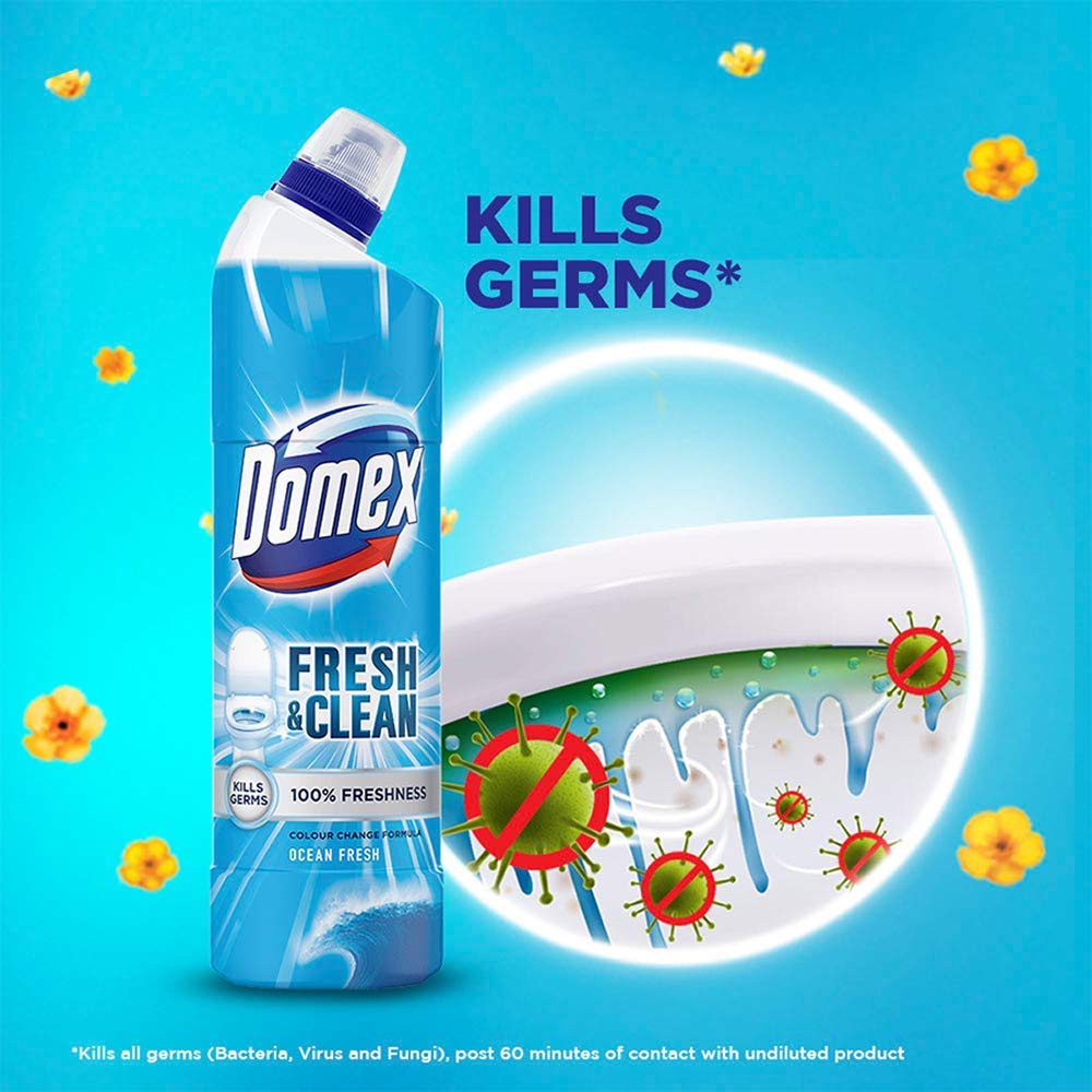 Domex Ocean Fresh Toilet Cleaner - 500ml (2-Pack) | Powerful Bathroom Cleaner for Stains & Odor Removal | Ideal for Homes, Hotels & Restrooms