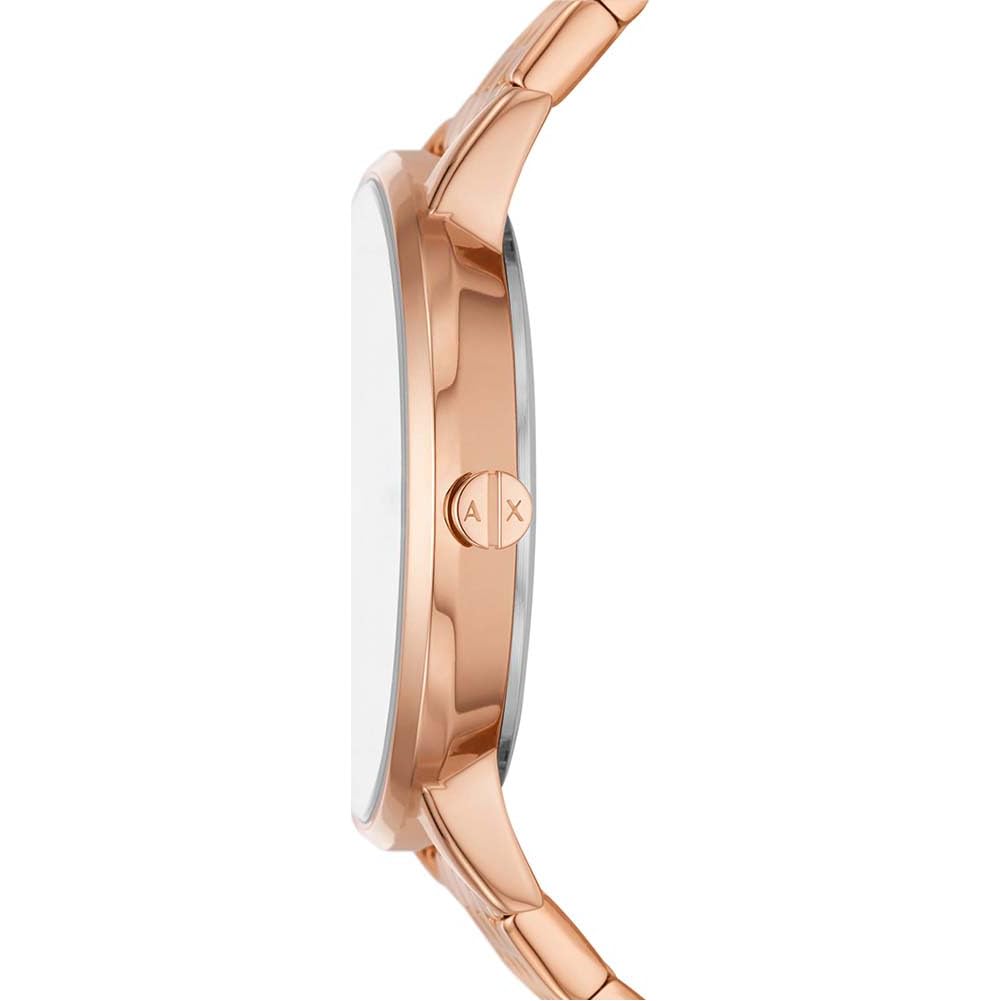 Armani Exchange Women's Watch AX7145SET - 36mm Rose Gold Stainless Steel Case & Bracelet, Quartz Movement with Three Hands | Perfect for Office, Date Night & Special Occasions