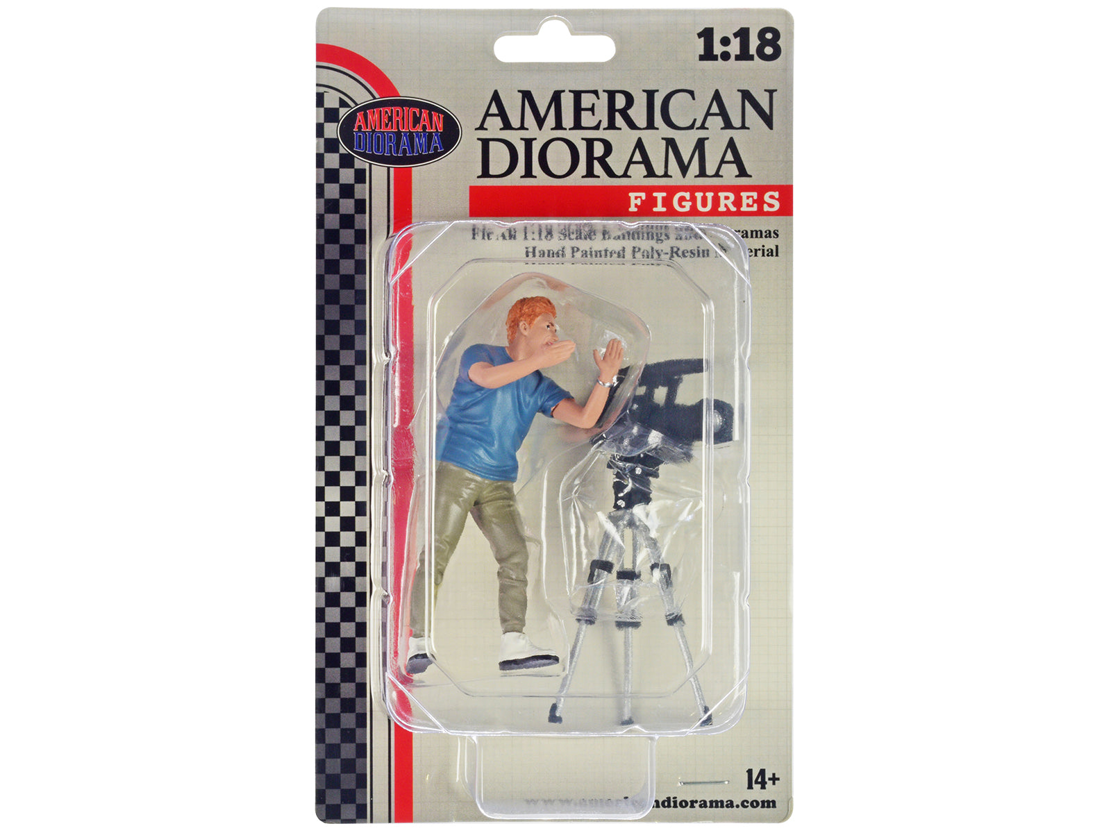 American Diorama 1/18 Scale On Air Figure 5 with Standing Camera - Realistic Model for Diorama, Photography & Collectors - Perfect for Car Displays, Photography Props & Miniature Scenes