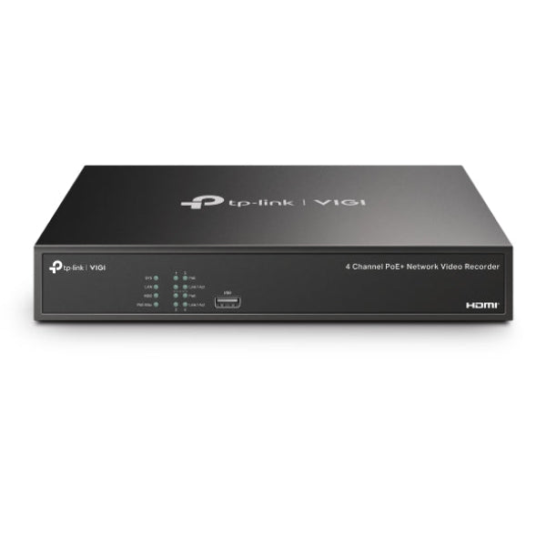 VIGI 4 Channel PoE+ Network Video Recorder, TP VIGI NVR1004H 4P - 4K Security Camera System for Home & Business Surveillance