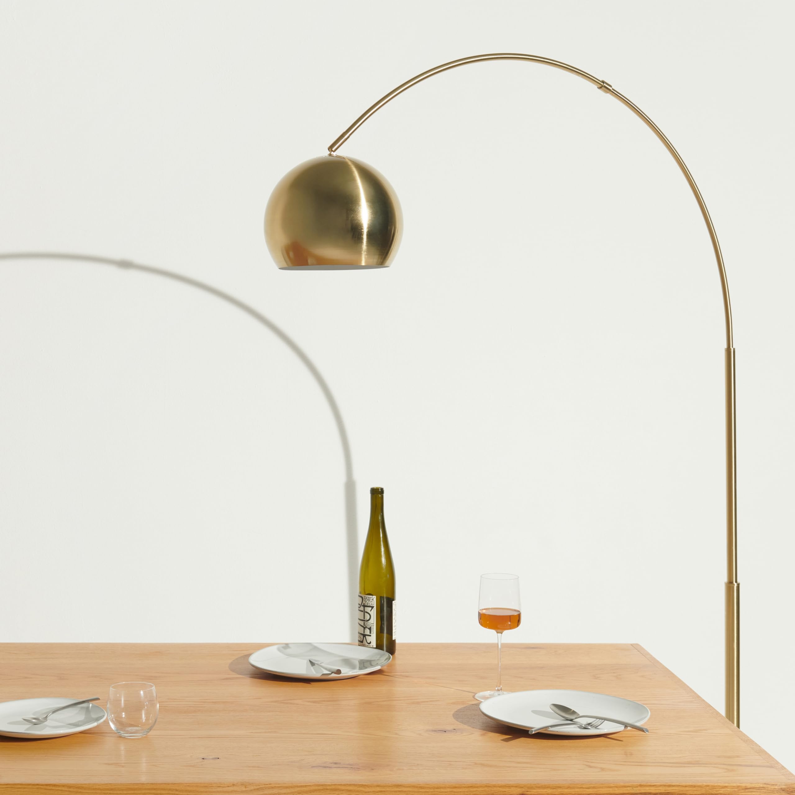 Brightech Olivia Arc Floor Lamp - Modern LED Standing Lamp for Living Room, Bedroom & Office - Adjustable Tall Lamp with Brass/Gold Finish - Perfect for Reading, Working & Home Decor