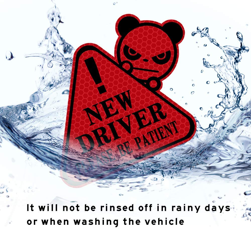Funny New Driver Sticker for Car - Reflective Waterproof Student Driver Decal (Red) - Perfect for Graduation Gifts & Beginner Driver Safety
