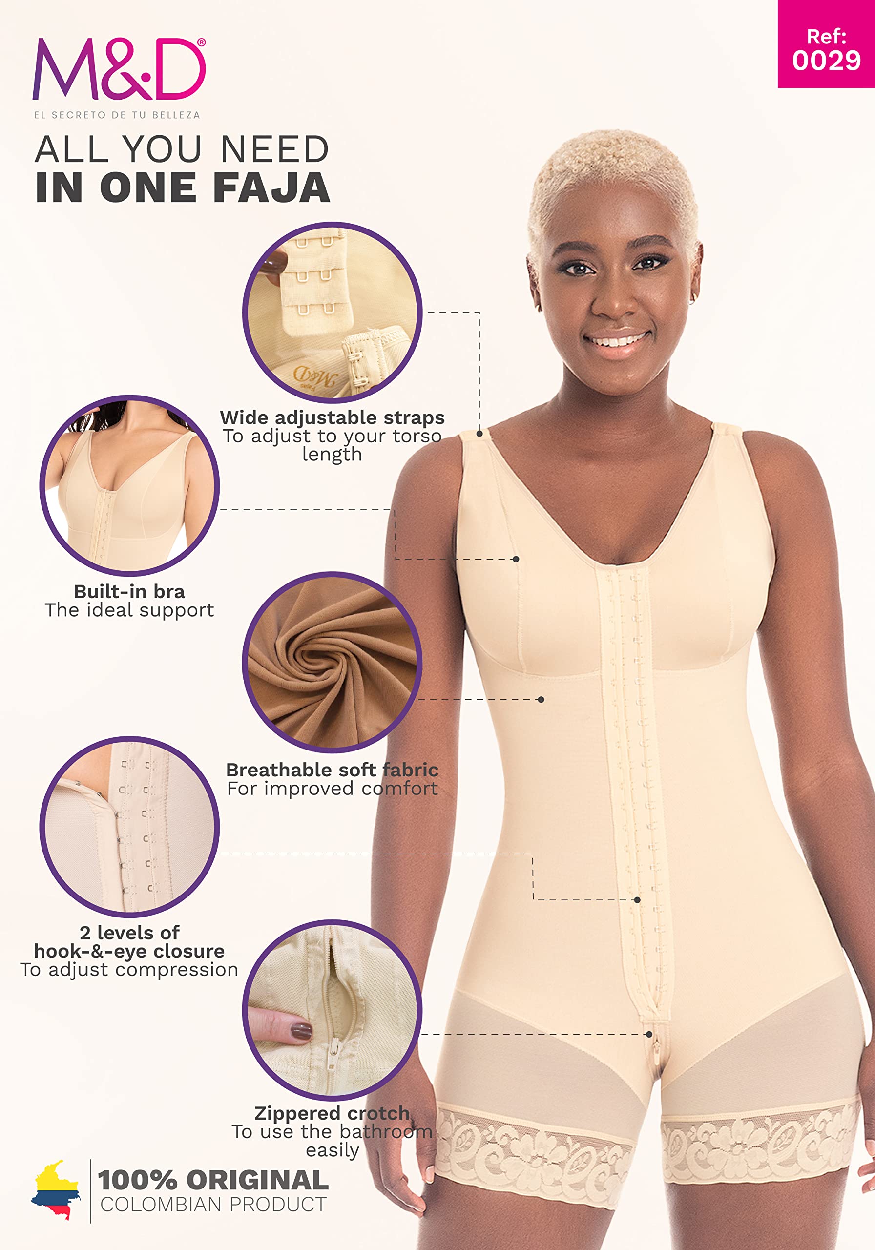 Post Surgery Compression Garment for Women - M&D Colombian Shapewear for Tummy Tuck & Body Shaping | Perfect for Recovery, Waist Training & Everyday Wear