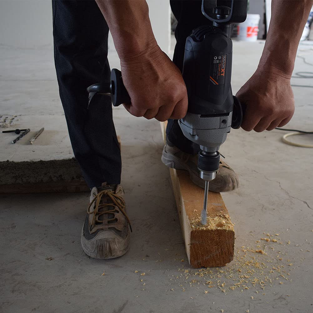 MAXXT 1/2 Inch Electric Corded Drill Mixer Set with Spade Handle - 9A Motor Concrete & Mud Mixing Machine - Perfect for Construction, DIY Projects, and Cement Work