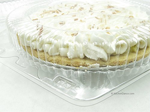 KitchenDance 9-inch Clear Clamshell Pie Containers with Low Dome - 100 Count (CPC-109) - Durable Food Storage Containers for Restaurants & Home Baking - Perfect for Displaying, Serving & Transporting Pies, Cakes & Desserts - Ideal for Bakeries, Cafes & Holiday Gatherings