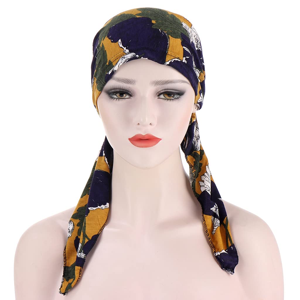 Qhome Women's Stretchy Pre-Tied Head Scarf - Soft Chemo Head Wrap for Hair Loss, Cancer Patients & Fashion - Perfect for Daily Wear, Chemotherapy, Outdoor Activities & Head Covering