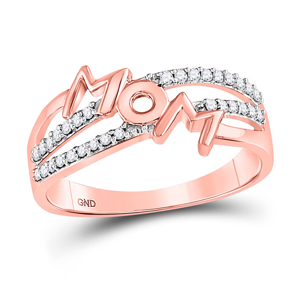 10K Rose Gold Women's Round Diamond Mother's Band Ring - 1/6 Cttw, Elegant Gift for Mom, Anniversary & Special Occasions