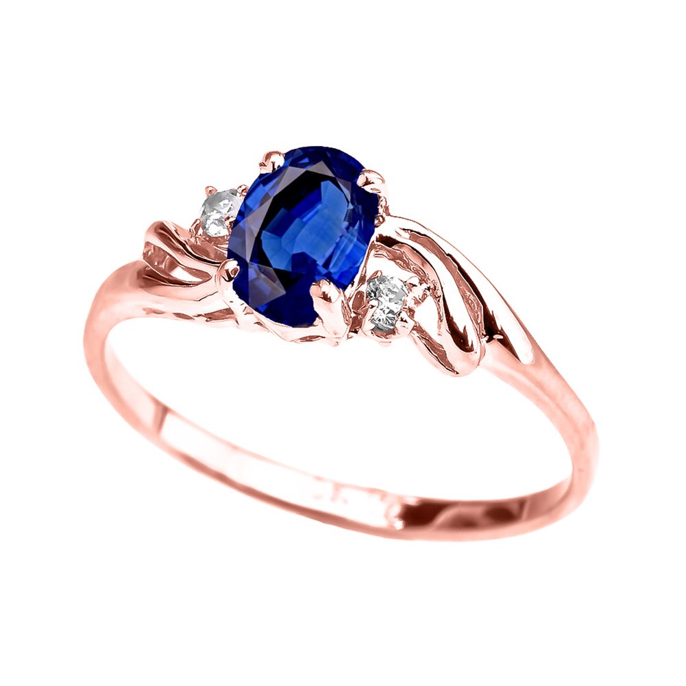 14K Rose Gold Oval September Birthstone Ring with White Topaz - 3 Stone Engagement Ring for Proposal, Anniversary & Special Occasions