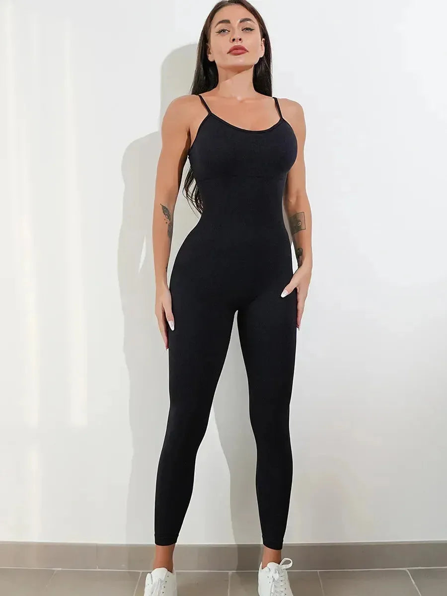 Seamless Yoga Jumpsuit for Women - High Waisted Workout Leggings with Hip Lifting Straps, Gym Bodysuit & Running Tracksuit for Fitness, Yoga & Sports | Perfect for Yoga Studio, Gym Workouts & Running
