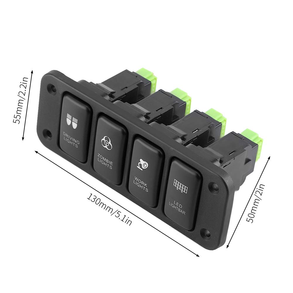 Fydun 4-Gang Switch Panel with Fog Light Switch, Driving Light Switch, Width Light & Push Button - Universal Car Light Control Panel for Off-Road Vehicles, Trucks & SUVs | Perfect for Night Driving, Off-Road Adventures & Vehicle Customization
