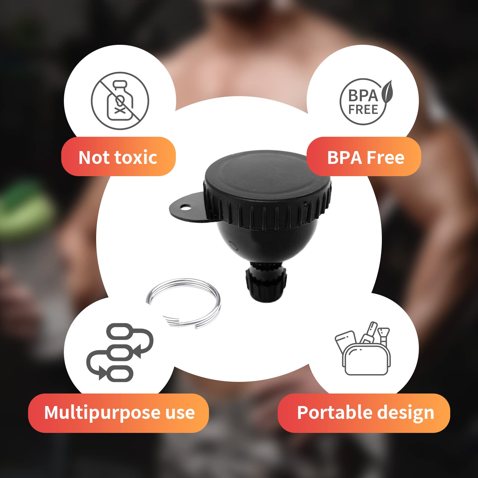 Portable Protein Powder Container Keychain - 2 Pack Gym Shaker Bottle Accessories with Funnel & Keyring - Perfect for Workout, Travel & On-the-Go Nutrition