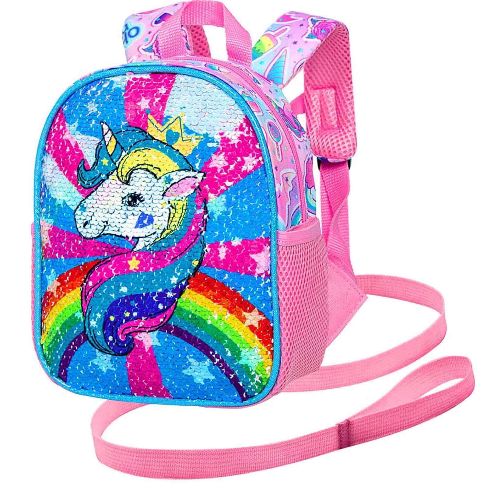 AGSDON Toddler Backpack with Removable Safety Leash - 9.5 Inch Cute Unicorn Design Baby Bookbag for Boys & Girls - Perfect for Travel, Daycare, and Outdoor Adventures