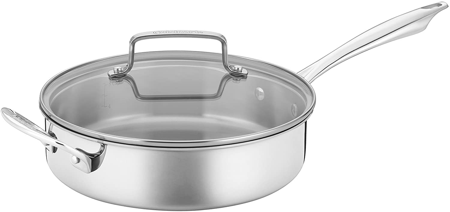 Premium Cuisinart Classic 10-Piece Stainless Steel Cookware Set - Saucepans, Saute Pans & Skillets with Drip-Free Tapered Rims & Cool Grip Handles | Nonstick Pots & Pans for Professional Cooking, Home Kitchen & Gift Giving