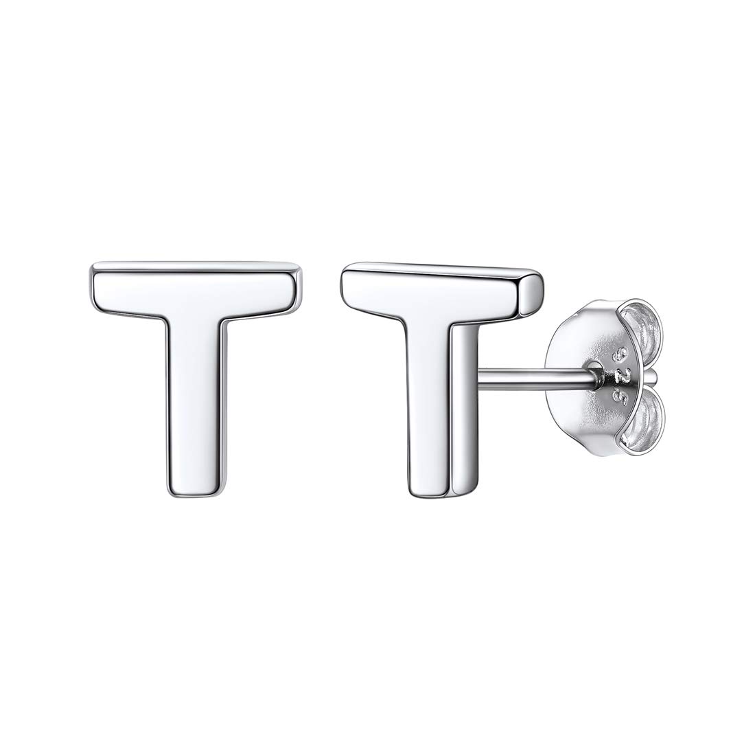 Hypoallergenic 925 Sterling Silver Initial Letter Stud Earrings for Women - Tiny A-Z Alphabet Ear Studs for Sensitive Ears with Gift Box | Perfect for Everyday Wear, Gifts & Special Occasions