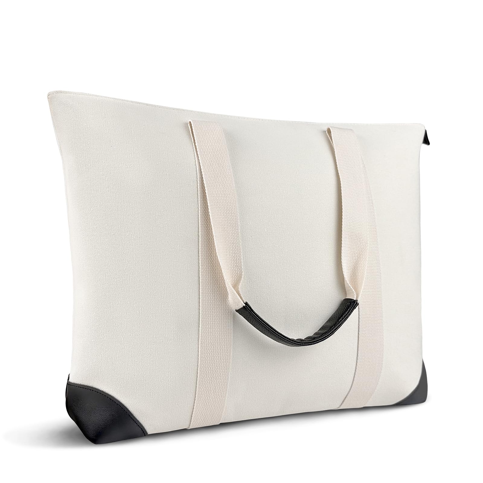 Stylish Travel Tote Bag with Hat Holder Strap & Zipper Closure - Durable Canvas Beach Tote for Women - Perfect for Vacation, Pool, Beach Trips & Summer Travel Accessories