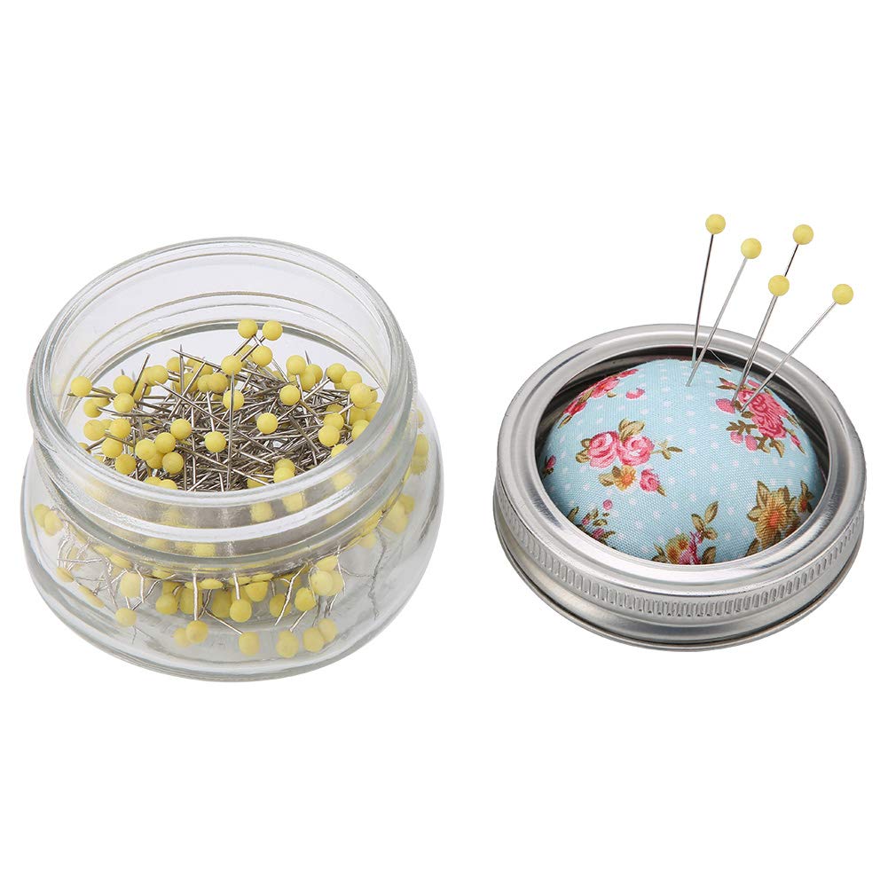 Haosie 200PCS Sewing Pins with Glass Bottle & Pin Cushion - Ball Head Straight Quilting Pins Kit for Sewing, Crafting & DIY Projects | Perfect for Dressmaking, Fabric Arts & Home Sewing Needs