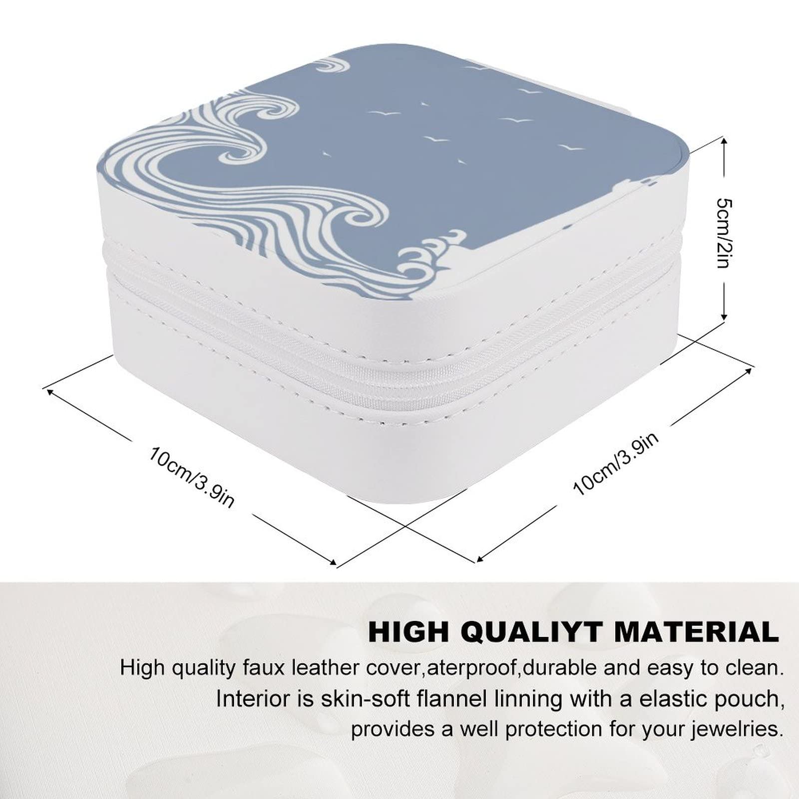 Elegant Small Jewelry Box - Portable Travel Organizer & Display Case for Rings, Earrings, Necklaces - Perfect Gift for Women & Girls - Ocean Blue Design - Ideal for Travel, Home Storage & Gift Giving