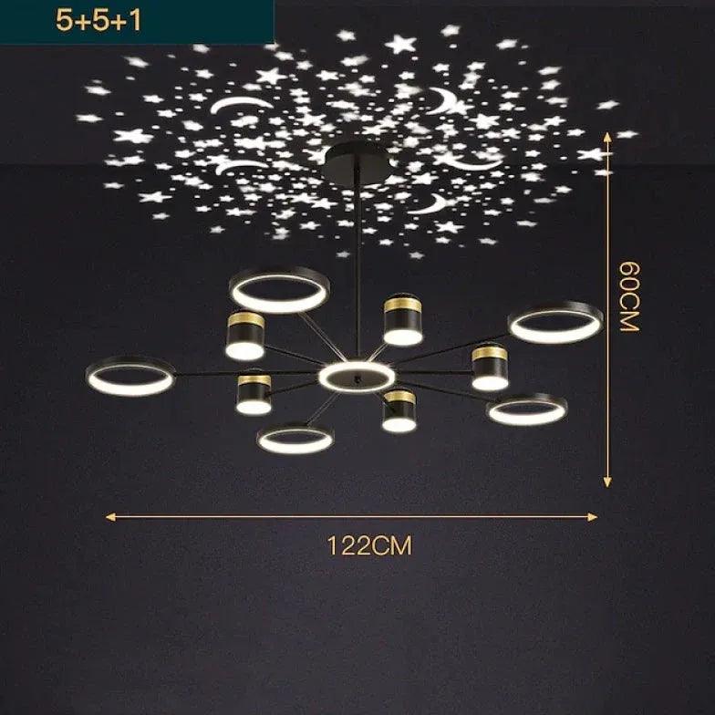 Starry Sky Projection LED Modern Pendant Light - Dimmable Ceiling Fixture for Bedroom, Living Room & Nursery - Romantic Ambiance Lighting for Home Decor