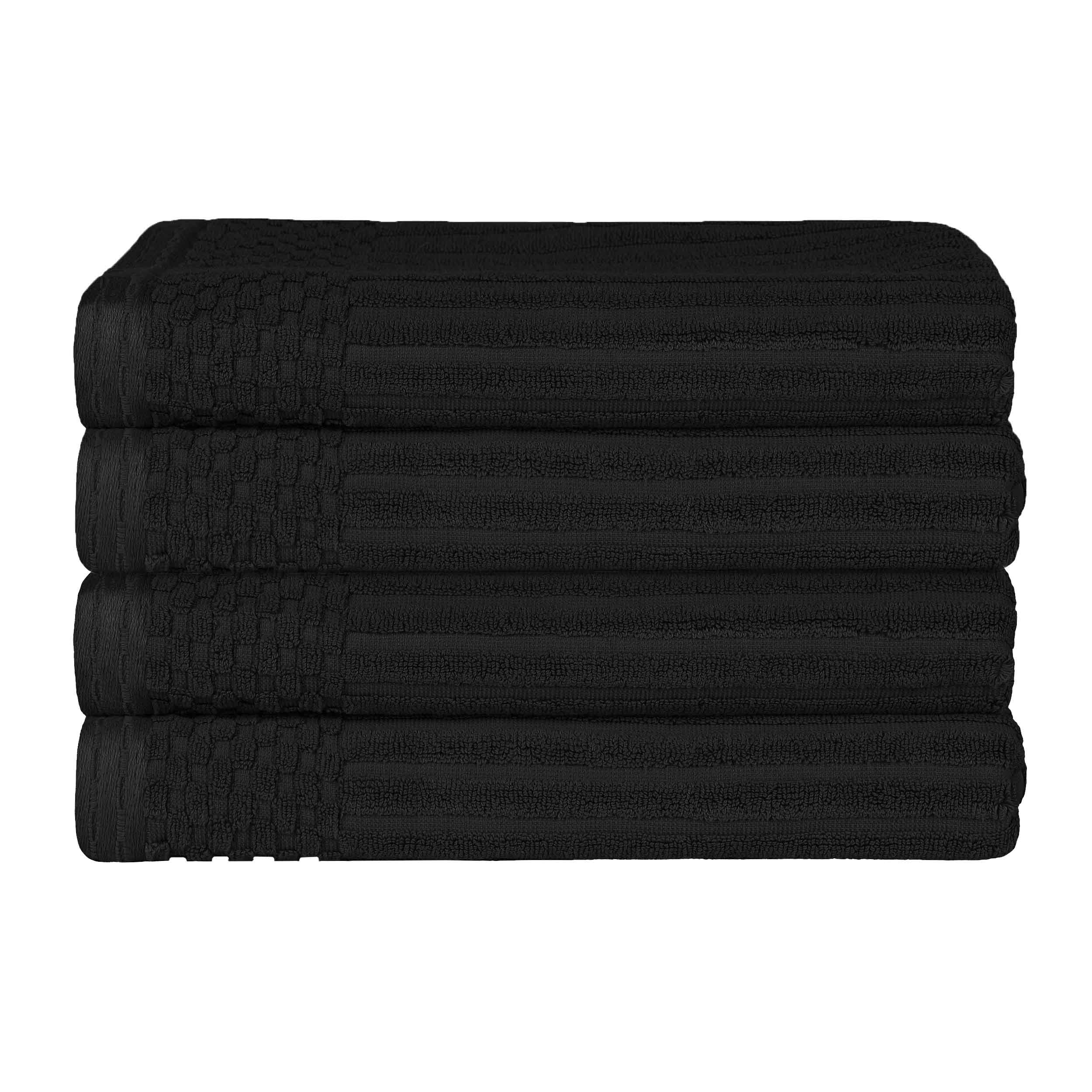 Premium Soho Ribbed Textured Cotton Bath Towels - Ultra Absorbent, Soft & Quick-Drying - Set of 4 (White) - Luxury Spa, Bathroom & Beach Essentials for Home & Travel