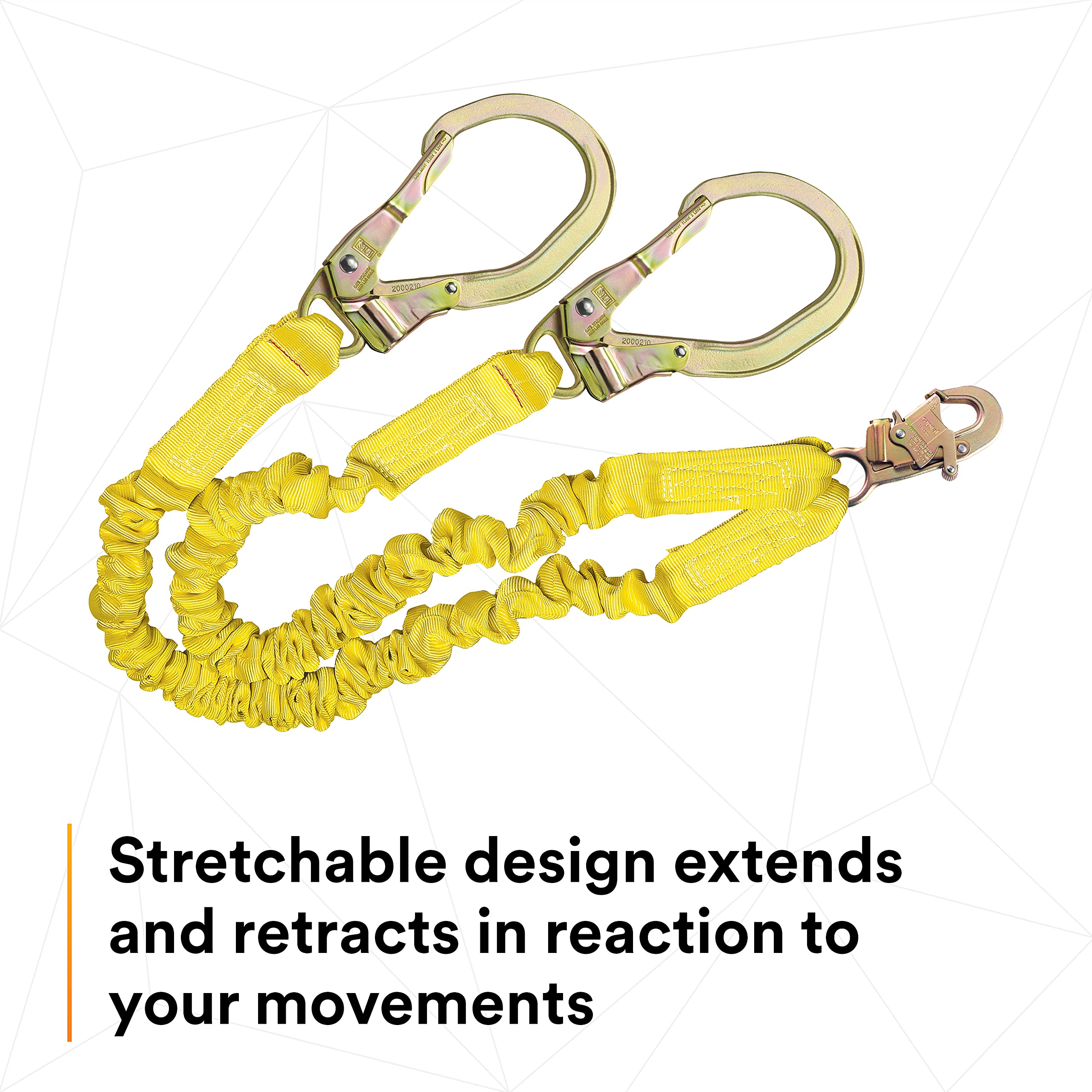 3M DBI-SALA Shockwave 2 6' Shock Absorbing Lanyard - 1244412 | Tubular Web Fall Protection | 100% Tie Off with Steel Rebar Hooks & Snap Hook | Yellow Safety Lanyard for Construction, Roofing & Industrial Work