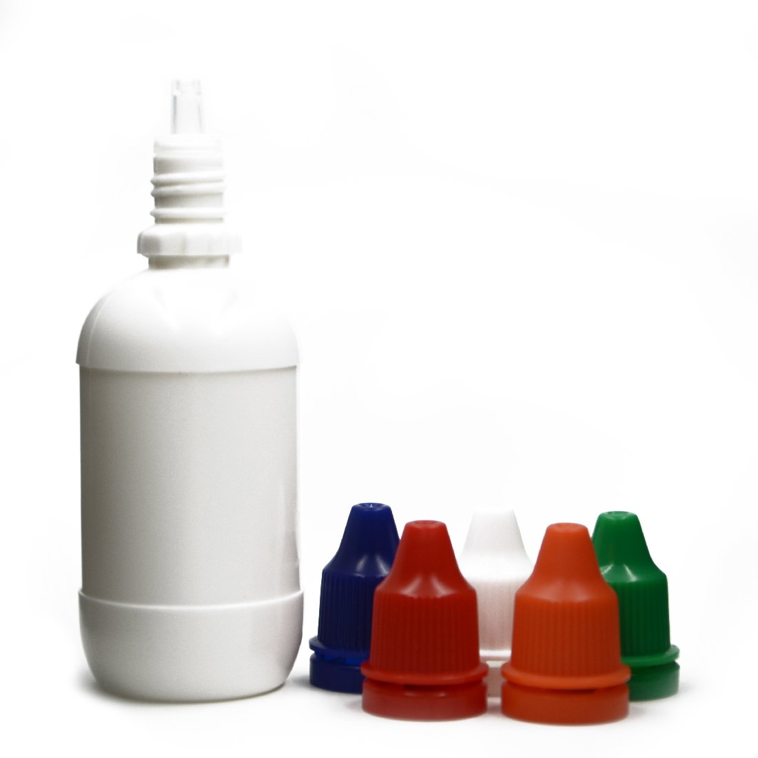 AngelaKerry 50ml Empty Plastic Dropper Perfume Bottles with Screw Cap - White Bottle & Mix Color Lids (Pack of 20) for DIY Essential Oils, Skincare Serums & Travel Toiletries