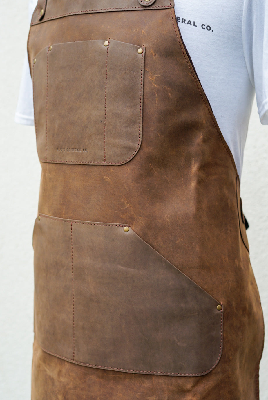 Premium Full Grain Leather Apron - Crazyhorse Brown Work Apron with Extra Pockets for Cooking, BBQ, Woodworking & Crafts
