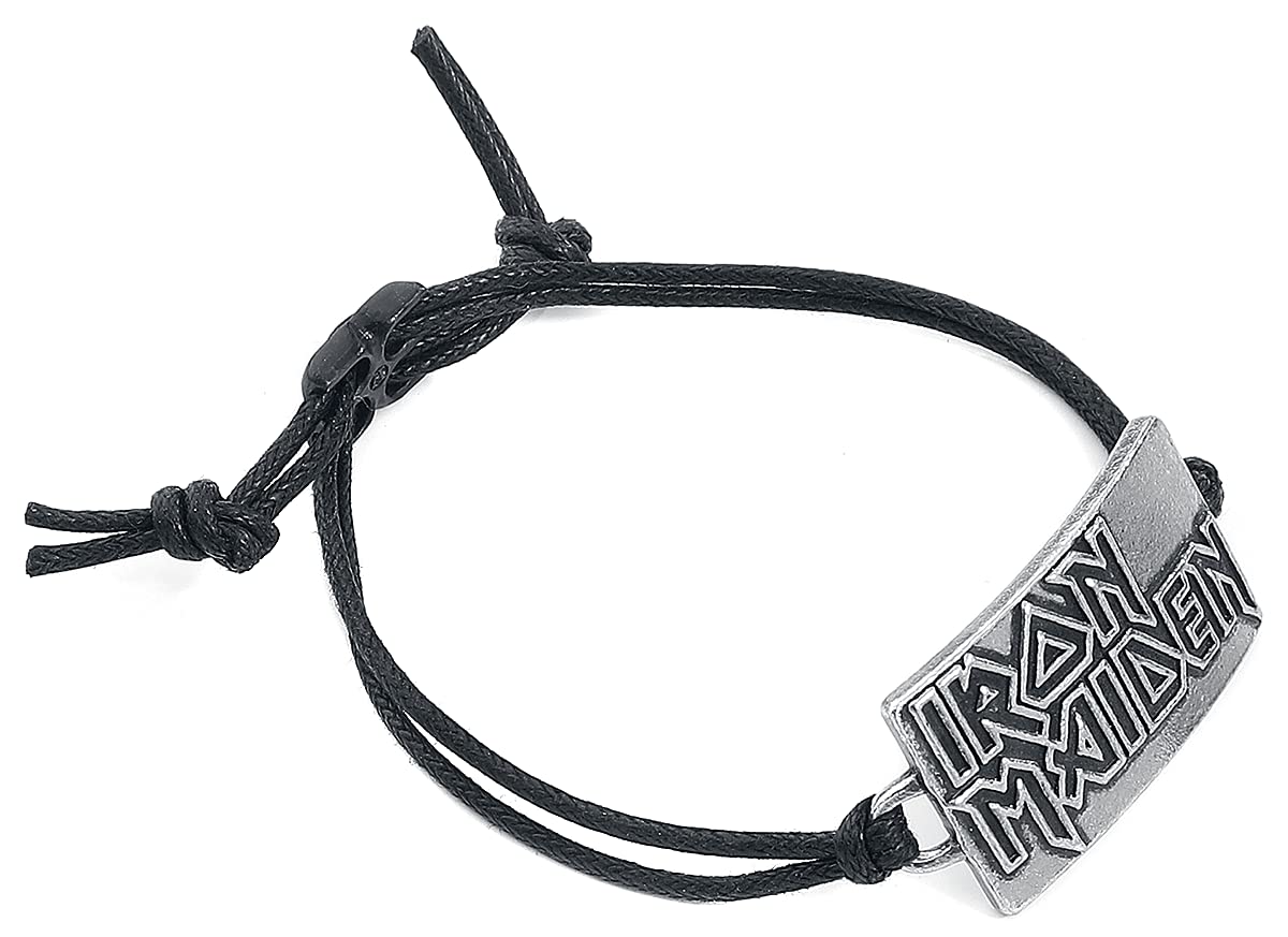 Iron Maiden Logo Unisex Bracelet - Black & Pewter Metal Band for Men & Women | Perfect for Concerts, Gifts & Rock Music Fans