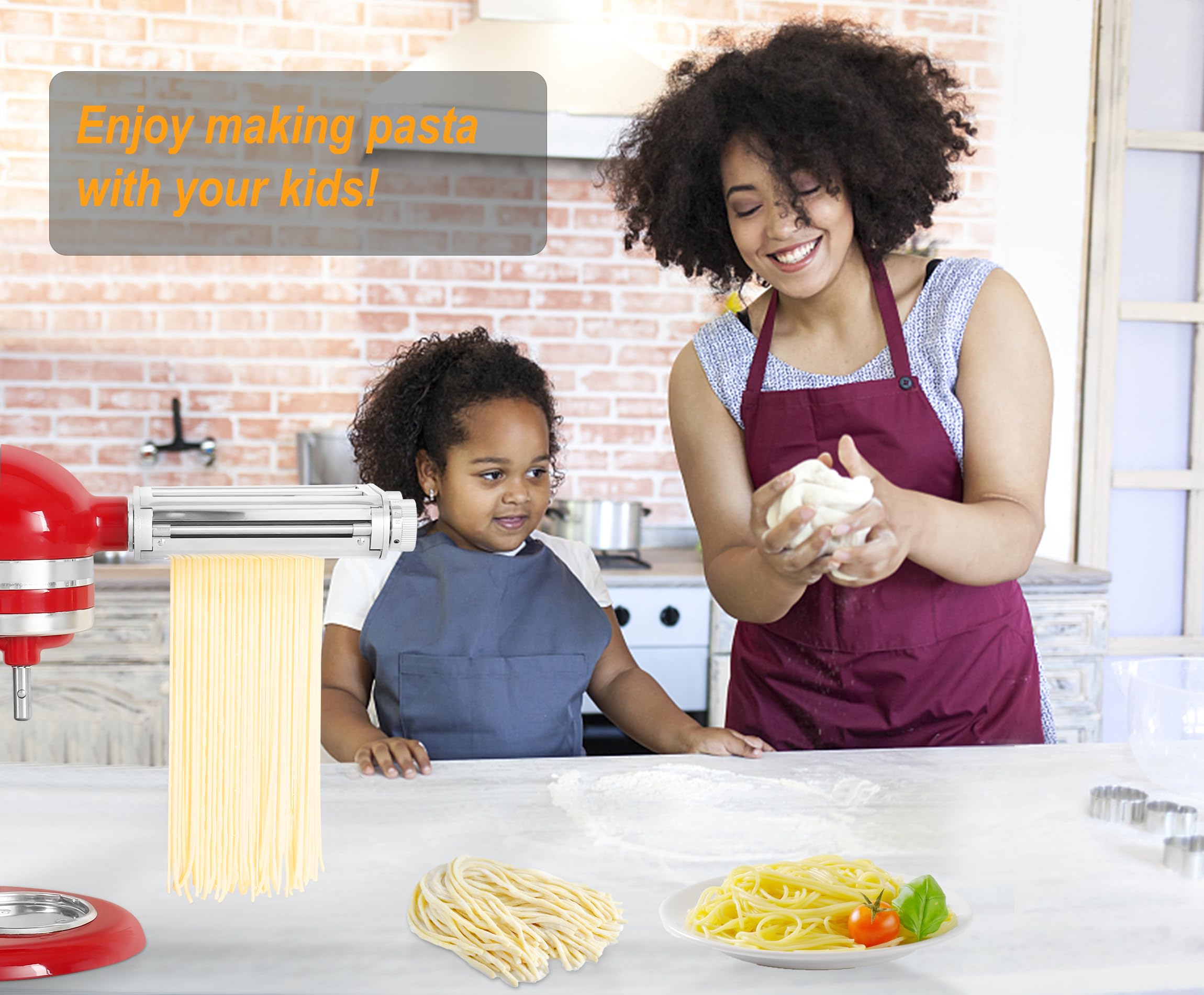 KitchenAid Pasta Roller & Cutter Attachment Set - 3-in-1 Dough Sheet Roller with Spaghetti & Fettuccine Cutters for Stand Mixers | Perfect for Homemade Pasta, Italian Cuisine & Family Cooking