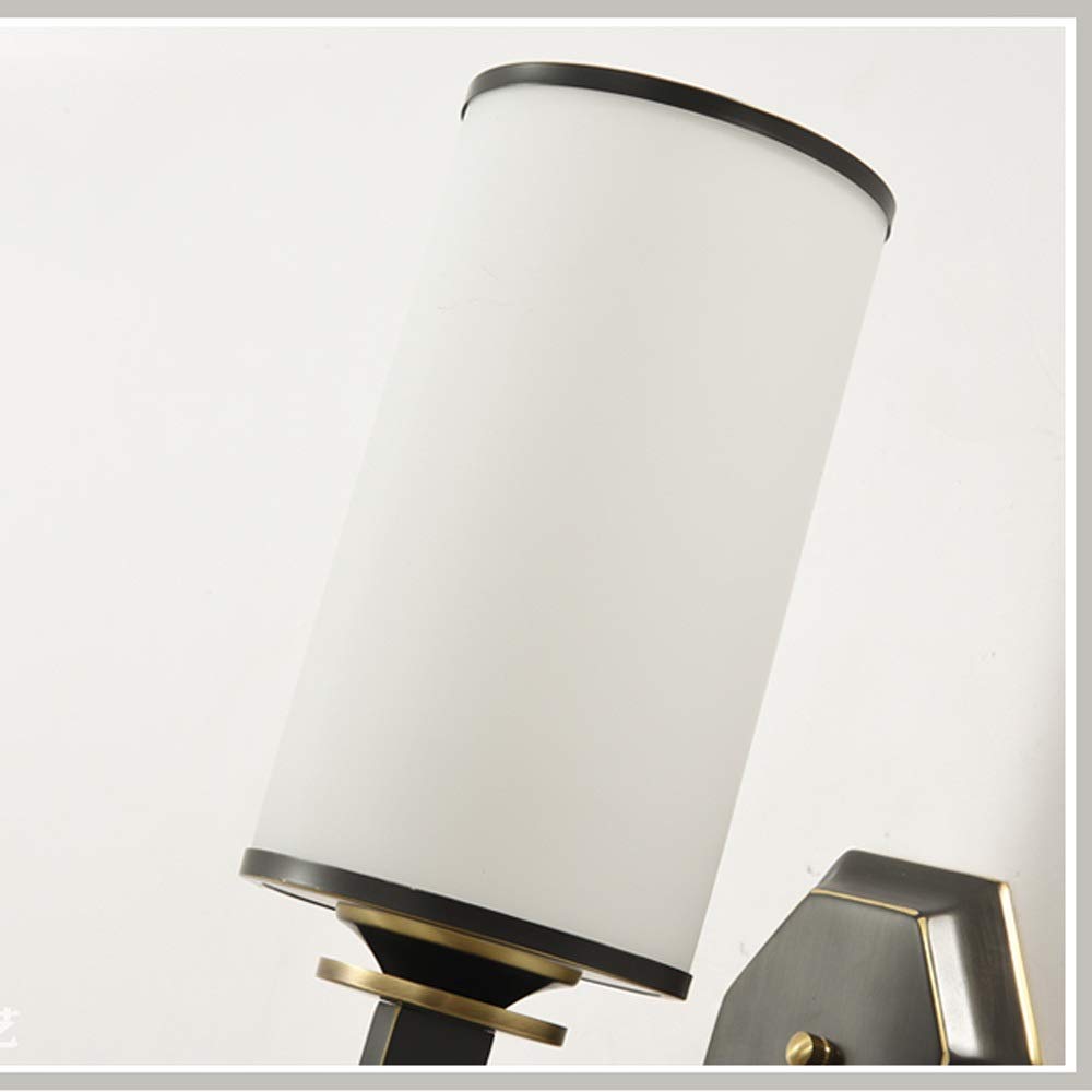 Luxury Copper Wall Lamps with Black Glass Lampshade - Double LED Light Fixtures for Living Room, TV Wall, Staircase & Porch - Energy Saving Eye Protection Lighting for Home Decor