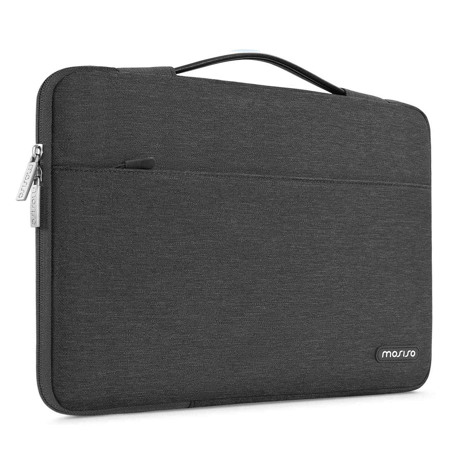 MOSISO 360 Protective Laptop Sleeve for MacBook Air/Pro 13-13.3 inch & MacBook Pro 14 inch 2021-2023 (M1/M2 Models A2442/A2779) - Durable Polyester Case with Belt, Space Gray - Perfect for Travel, Work & School
