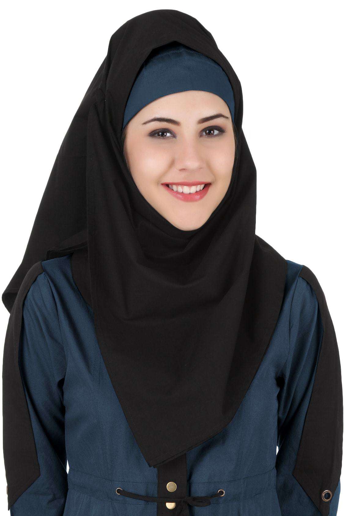 Premium Navy Blue Cotton Jilbab - Modest Muslim Hijab Scarf for Women - Perfect for Prayer, Daily Wear & Special Occasions