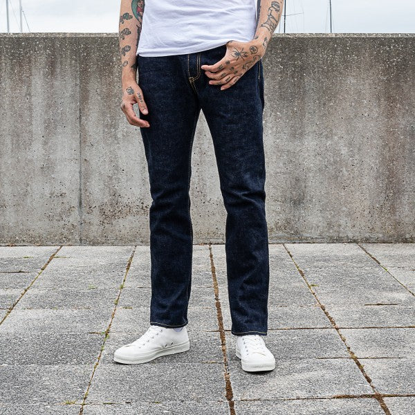 IH 555S 18oz Vintage Selvedge Denim Super Slim Cut Jeans for Men - Indigo Raw Denim, High-Quality Japanese Selvedge, Skinny Fit - Perfect for Casual Wear, Street Style & Vintage Fashion
