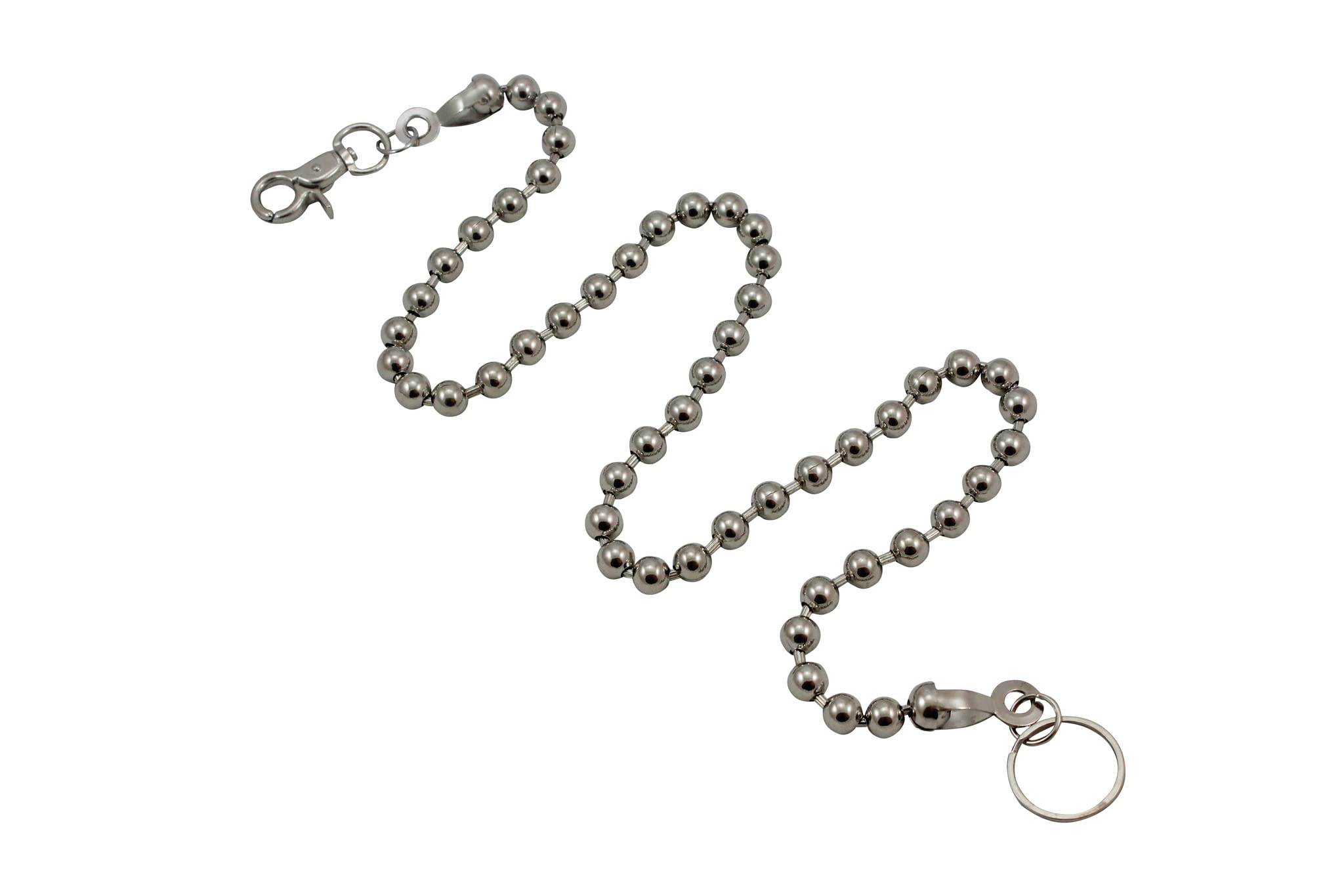 2BU Men's Silver Ball Chrome 31 Inch Wallet Chain - Stylish Punk Rock Accessory for Jeans, Leather Jackets & Biker Fashion