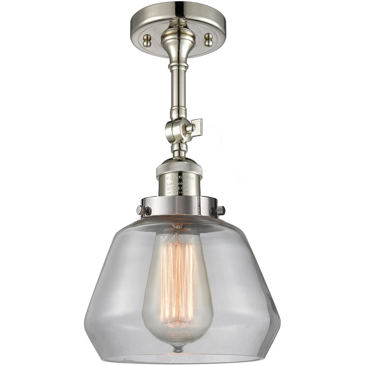 Innovations 201F-PN-G172-LED Semi-Flush Mount Ceiling Light Fixture - Polished Nickel Finish, Energy Efficient LED Lighting for Bedroom, Kitchen & Hallway