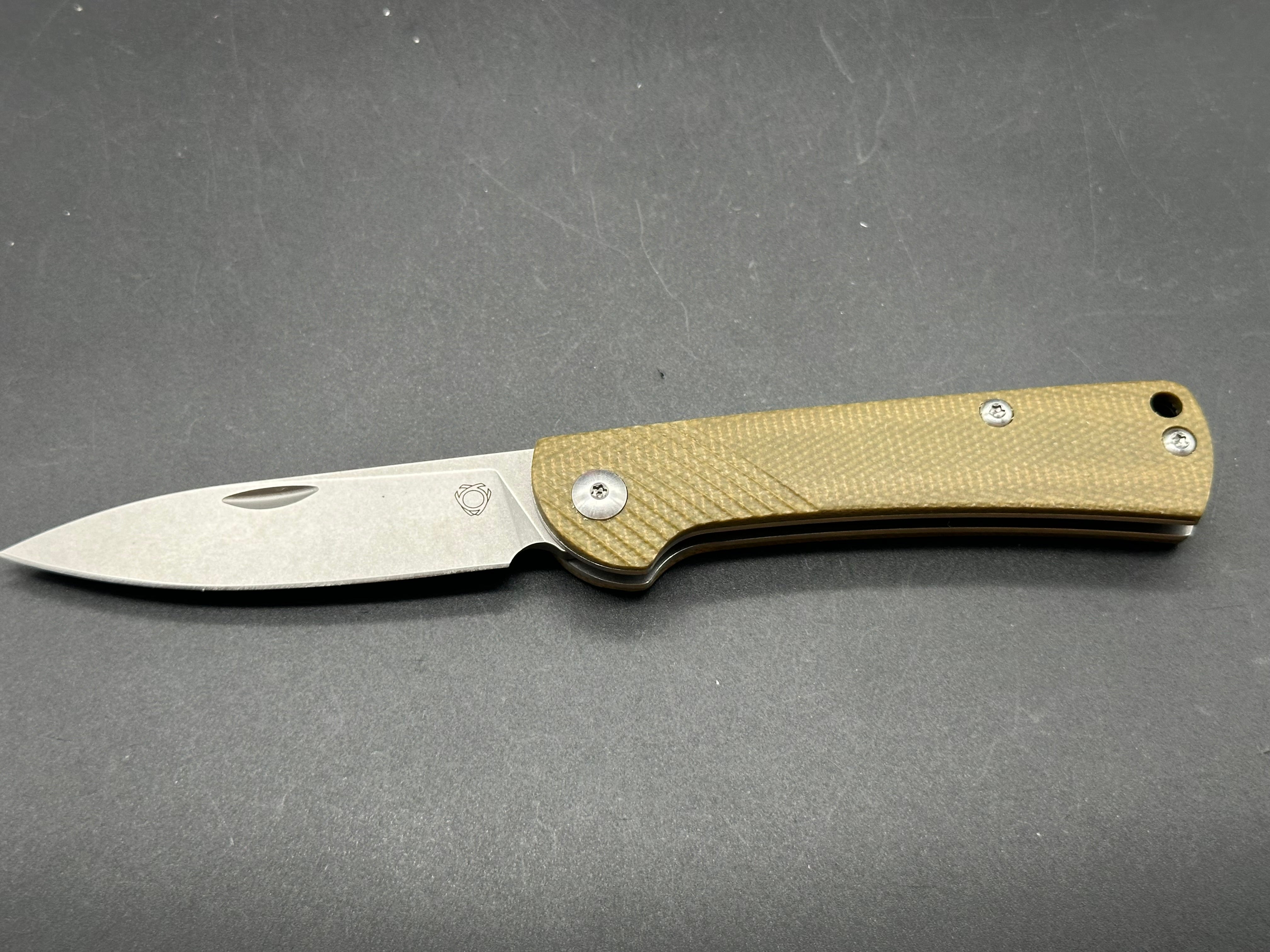 SixLeaf SL-07 Folding Knife with Brown Linen Micarta Handle & D2 Steel Plain Edge - EDC, Camping, Hunting, Outdoor Survival Gear