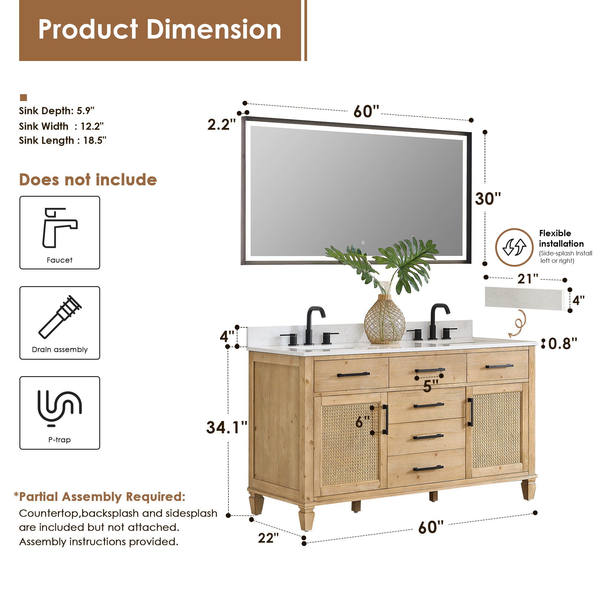 Salome Bathroom Vanity - Weathered Fir Wood with White Engineered Stone Countertop - Modern Farmhouse Style for Master Bath & Powder Room Remodel