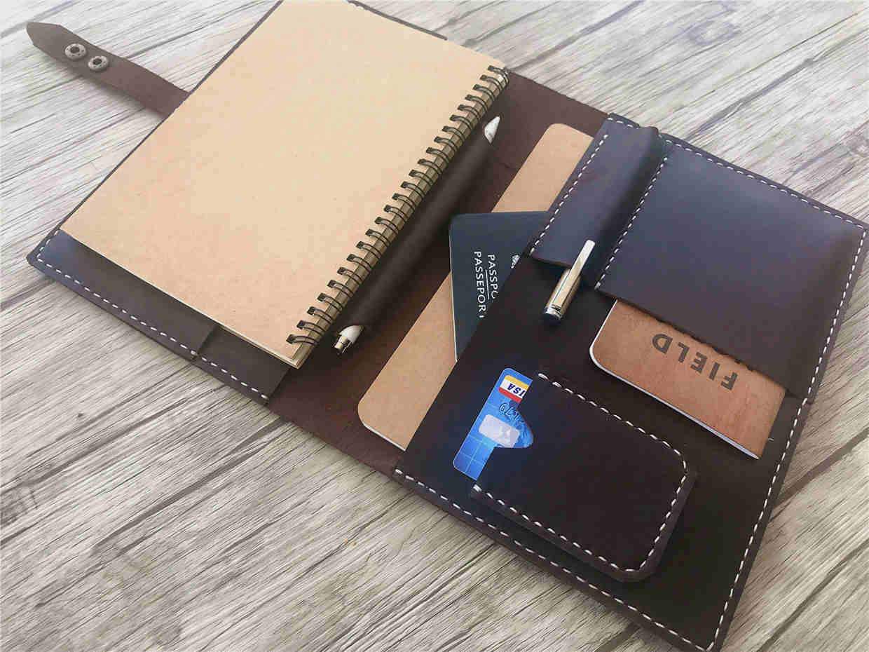 Premium Genuine Leather Notebook Cover - Coffee Brown | Stylish & Durable Journal Cover for Office, School & Travel