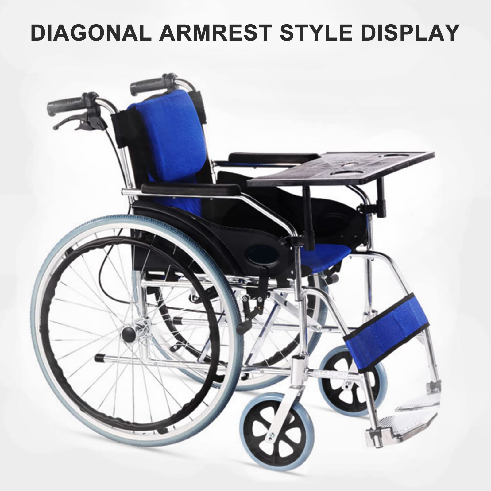 ZBJDX Black Thickened Removable Wheelchair Tray Table for Adults - Portable Medical Wheelchair Desk Accessories with Cup Holder | Dining, Reading & Laptop Use for Wheelchair Users