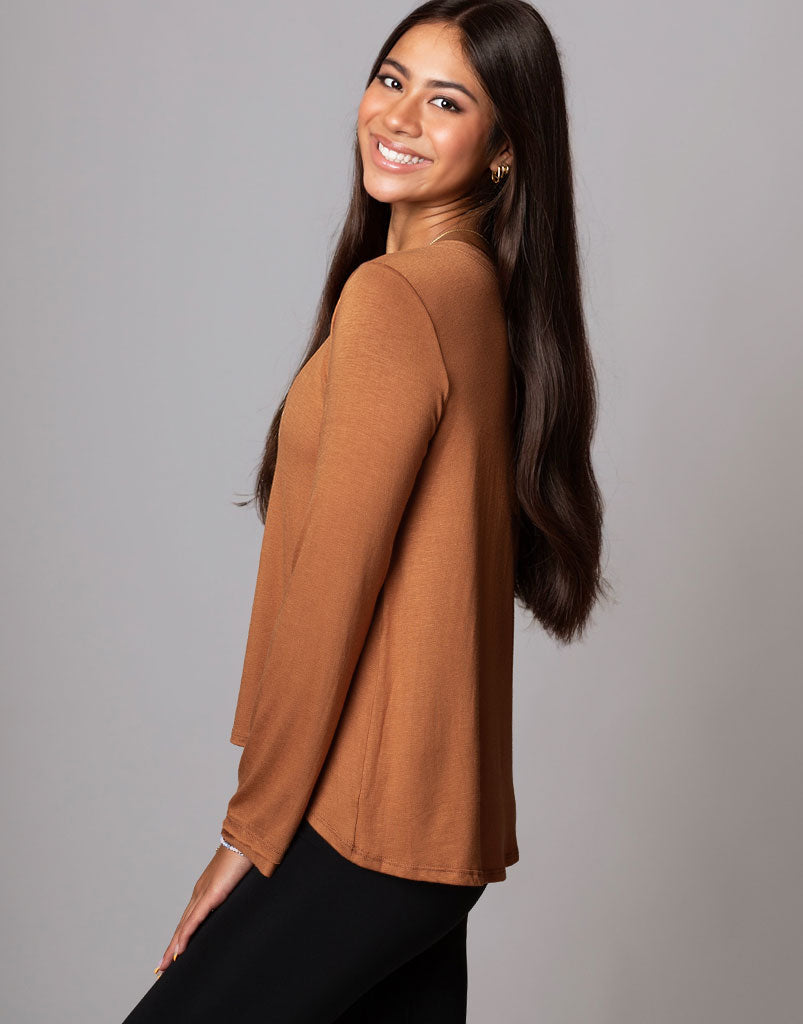 Sunday HOTWORX Long Sleeve Tee in Hazel - Perfect for Yoga, Workouts & Casual Wear
