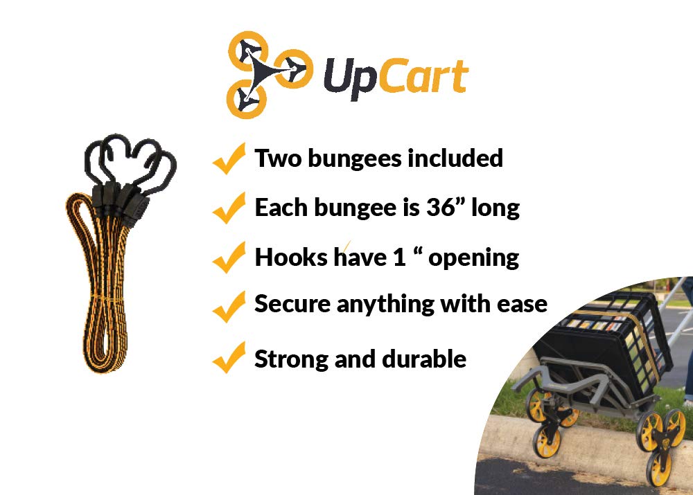 UpCart® Heavy Duty 3 ft Flat Bungee Cords with Hooks (2-Pack) - Secure Straps for Truck, RV, Motorcycle & Outdoor Gear Organization